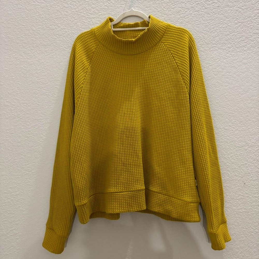 The North Face Womens Sz XL Long Sleeve Mock Neck Chabot Sweater Top Waffle Knit